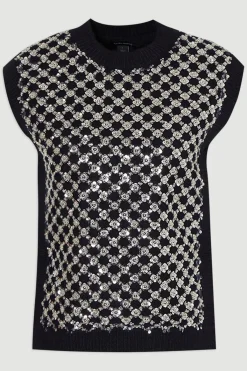KarenMillen Débardeur en Maille Douillette Ornée de Paillettes Grande Taille<Femme Pulls Et Gilets|Toutes Les Mailles