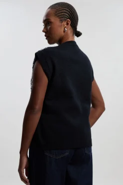 KarenMillen Débardeur en Maille Douillette Ornée de Paillettes Grande Taille<Femme Pulls Et Gilets|Toutes Les Mailles