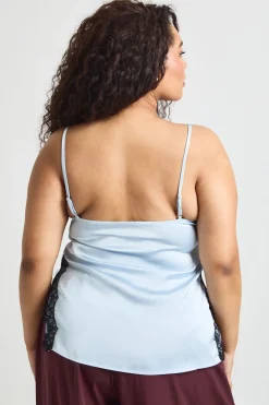 boohoo Débardeur En Satin Grande Taille Avec Finitions En Dentelle<Femme Satin Et Dentelle|Tops