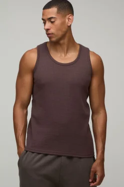 boohooMAN Débardeur Gaufré Coupe Regular Basique<Homme Essentiels