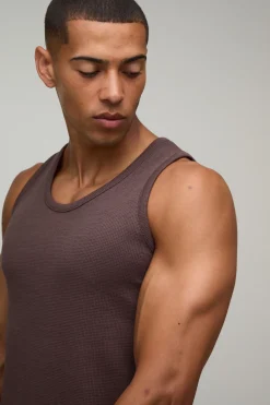 boohooMAN Débardeur Gaufré Coupe Regular Basique<Homme Essentiels
