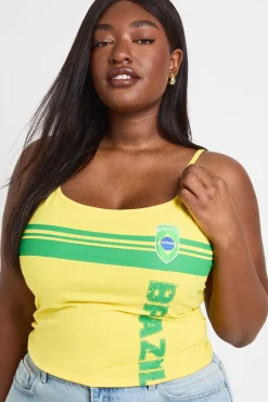 Débardeur Grande Taille À Bretelles Imprimé Football Brésil