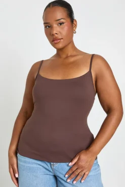 boohoo Débardeur Grande Taille À Bretelles Fines Et Encolure Carrée Effet Seconde Peau<Femme Tops