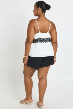 Débardeur Grande Taille À Bretelles Fines Avec Insert En Dentelle