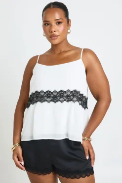 Débardeur Grande Taille À Bretelles Fines Avec Insert En Dentelle