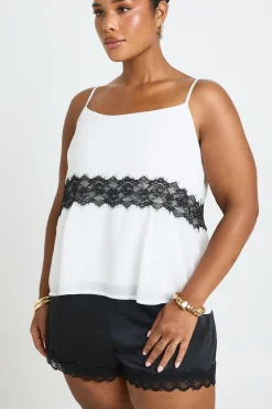 Débardeur Grande Taille À Bretelles Fines Avec Insert En Dentelle