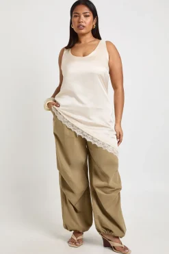 boohoo Débardeur Grande Taille Col Rond Ourlet Asymétrique<Femme Satin Et Dentelle|Tops