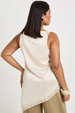 boohoo Débardeur Grande Taille Col Rond Ourlet Asymétrique<Femme Satin Et Dentelle|Tops