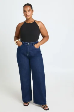 boohoo Débardeur Grande Taille Côtelé À Bretelles Et Encolure Bateau<Femme Tops