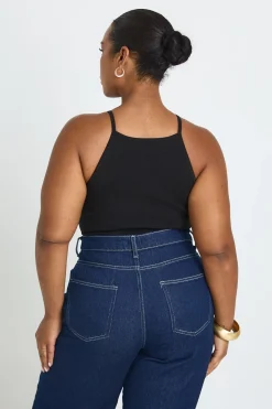 boohoo Débardeur Grande Taille Côtelé À Bretelles Et Encolure Bateau<Femme Tops