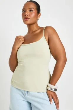 boohoo Débardeur Grande Taille Effet Seconde Peau À Bretelles Fines Et Encolure Carrée<Femme Tops
