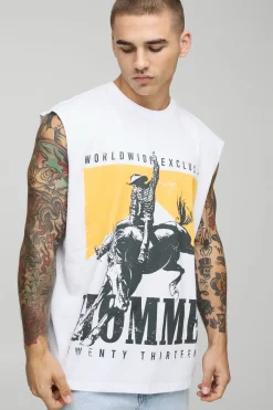 boohooMAN Débardeur Graphique Western Oversize Homme<Homme Tout Afficher