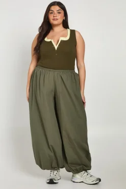 Débardeur Henley Côtelé Grande Taille Avec Boutons Et Détails Contrastés