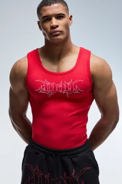 boohooMAN Débardeur Homme Côtelé Coupe Ajustée Muscle Active<Femme Athleisure