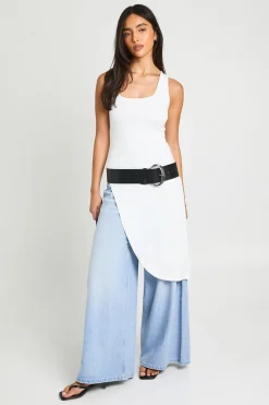 boohoo Débardeur Long Asymétrique<Femme Tons Neutres|Tops