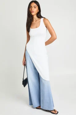 boohoo Débardeur Long Asymétrique<Femme Tons Neutres|Tops