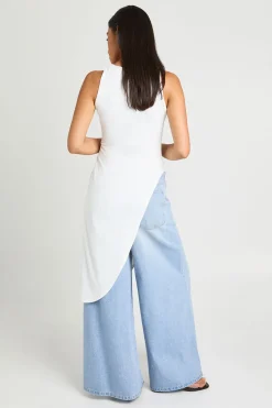 boohoo Débardeur Long Asymétrique<Femme Tons Neutres|Tops