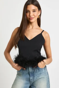 boohoo Débardeur orné de plumes<Femme Tops