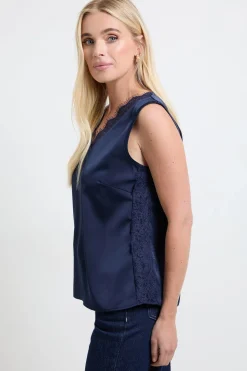 Wallis Débardeur Petite Avec Bordure En Dentelle<Femme Tops D’Automne|Satin Et Dentelle