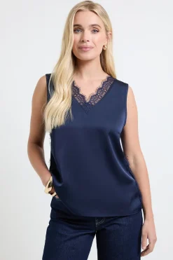Wallis Débardeur Petite Avec Bordure En Dentelle<Femme Tops D’Automne|Satin Et Dentelle