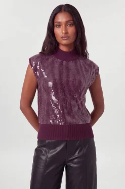 KarenMillen Débardeur Sans Manches En Maille Douce À Paillettes<Femme Pulls Et Gilets|Toutes Les Mailles