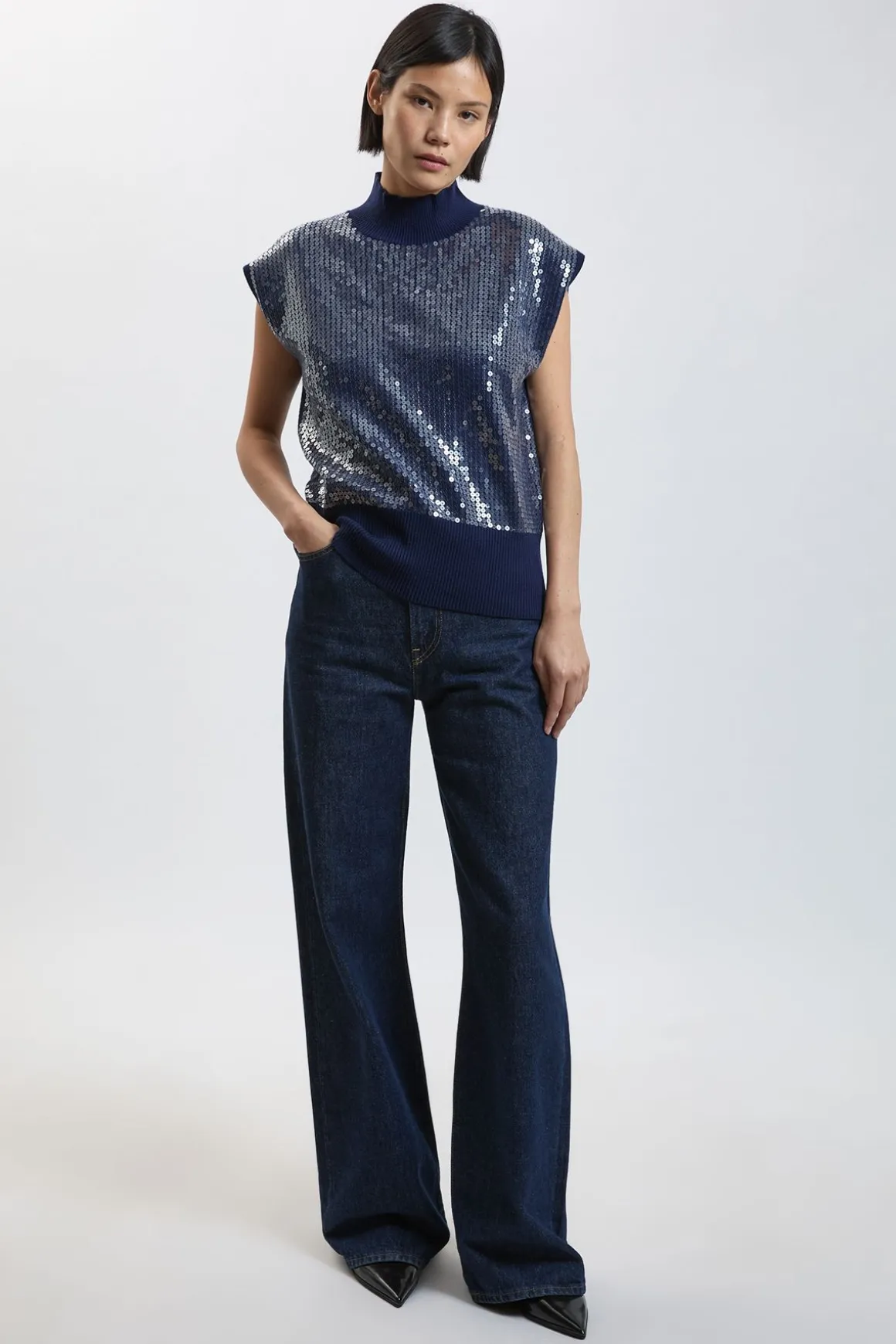 Débardeur Sans Manches En Maille Douillette À Sequins Petite