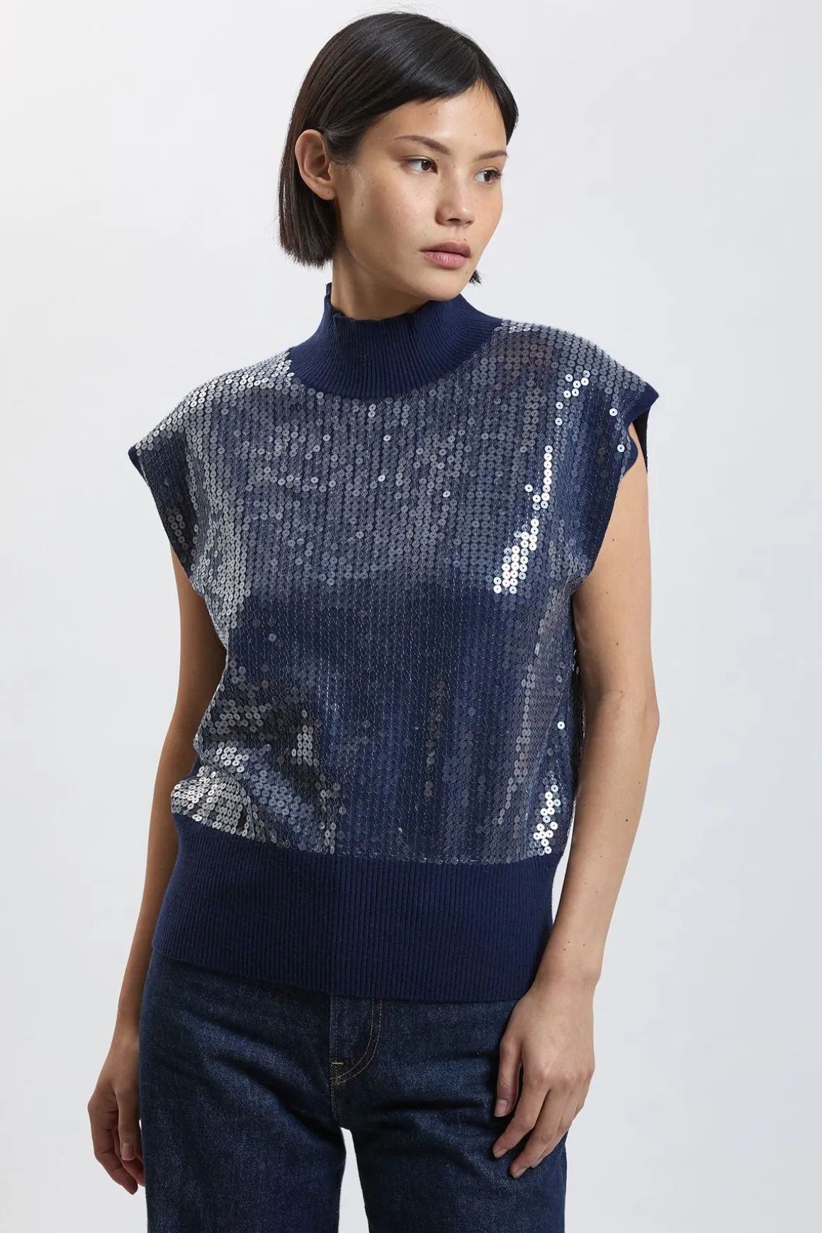 Débardeur Sans Manches En Maille Douillette À Sequins Petite