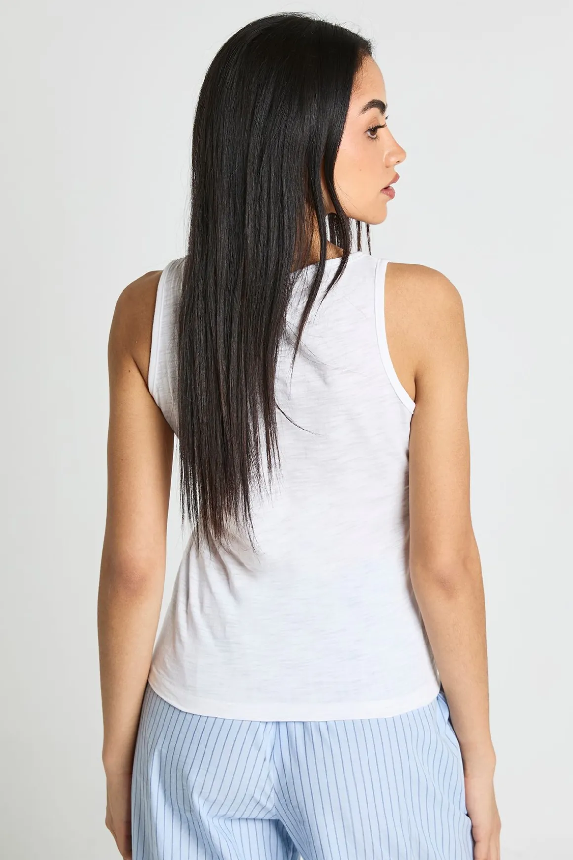 Débardeur Transparent Col V En Coton Slub