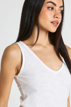 Débardeur Transparent Col V En Coton Slub
