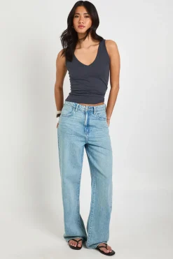 Débardeur Transparent À Encolure En V En Coton Slub