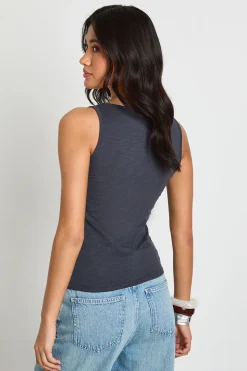 Débardeur Transparent À Encolure En V En Coton Slub