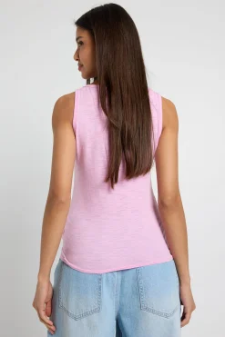 boohoo Débardeur Transparent En Coton Slub À Col V<Femme Tops