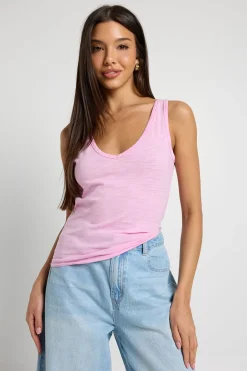 boohoo Débardeur Transparent En Coton Slub À Col V<Femme Tops