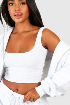 Deep Hem Crop Top 3 pièces survêtement à capuche