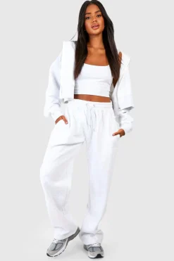 Deep Hem Crop Top 3 pièces survêtement à capuche