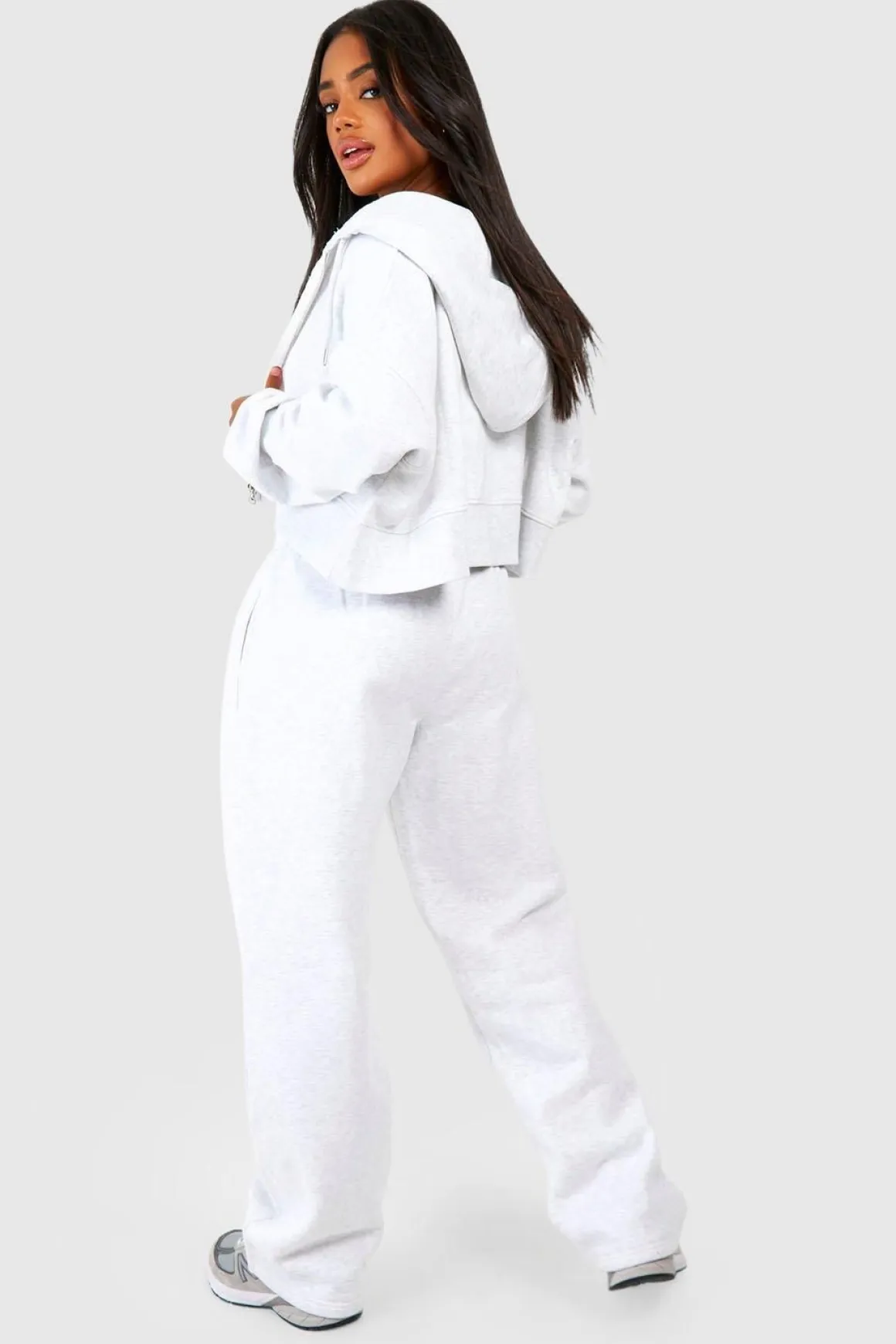 Deep Hem Crop Top 3 pièces survêtement à capuche