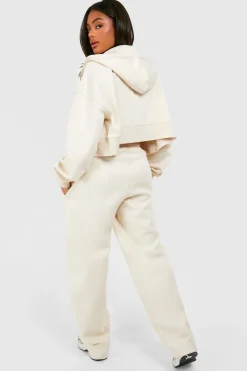 Deep Hem Crop Top 3 Piece Hooded Tracksuit