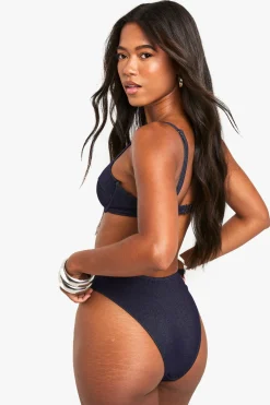 Denim Look Top de Bikini à Armatures Effet Denim