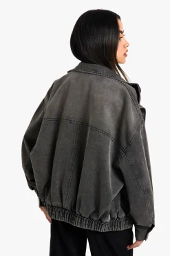 Denim Oversized Bomber Jacket