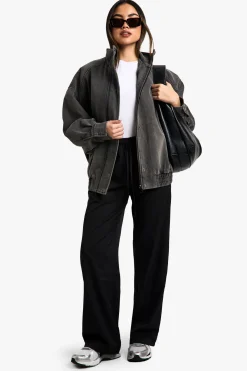 Denim Oversized Bomber Jacket