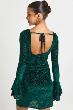 Devore Robe Mini à dos ouvert avec manches évasées