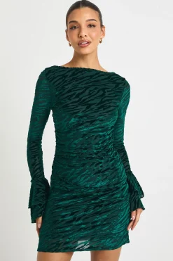 Devore Robe Mini à dos ouvert avec manches évasées