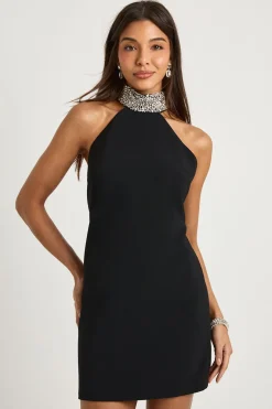 Diamante Robe à encolure dos nu ornée à la main