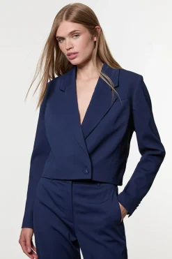 KarenMillen Digital Ophelia Blazer ajusté soigné à dos drapé et à simple boutonnage<Femme Tailleurs|Blazers
