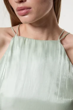 KarenMillen Digital Ophelia Haut Tissé à Détail Peplum Métallique Liquide<Femme Tops