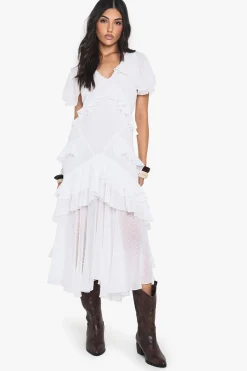 boohoo Dobby Frill Detail Maxi Dress<Femme Robes De Soirée|Toutes Les Robes