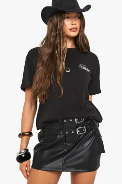 Double Belted Pu Micro Mini Jupe
