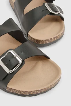 boohoo Double Buckle Footbed Slider< Sandales