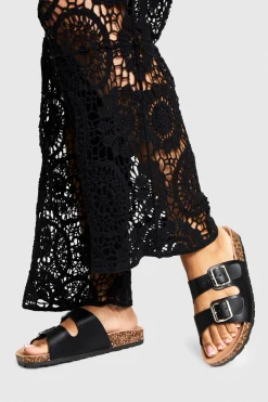 boohoo Double Buckle Footbed Slider< Sandales
