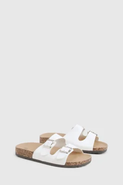 boohoo Double Buckle Footbed Slider< Sandales